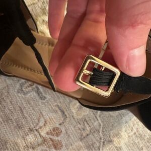 Black fabric wedges, Size 8